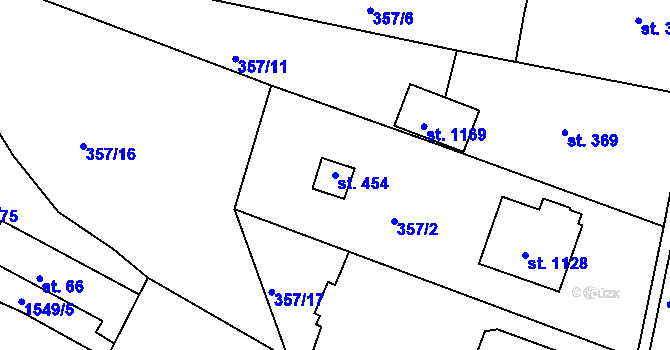 Parcela st. 454 v KÚ Nepomuk, Katastrální mapa