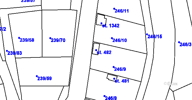 Parcela st. 482 v KÚ Nepomuk, Katastrální mapa