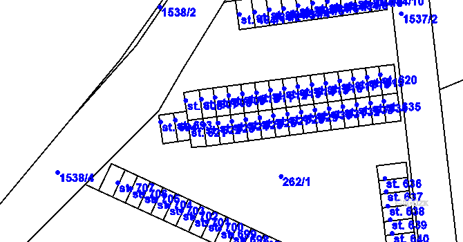 Parcela st. 624 v KÚ Nepomuk, Katastrální mapa