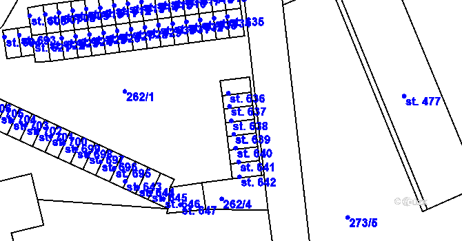 Parcela st. 638 v KÚ Nepomuk, Katastrální mapa