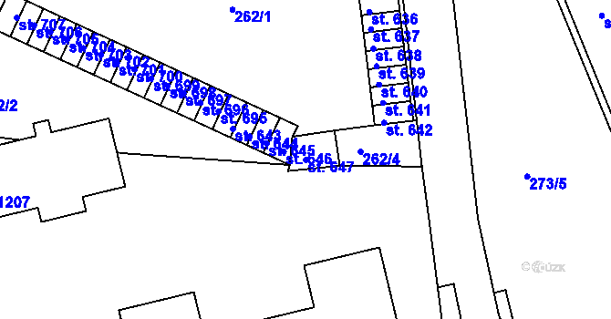 Parcela st. 647 v KÚ Nepomuk, Katastrální mapa