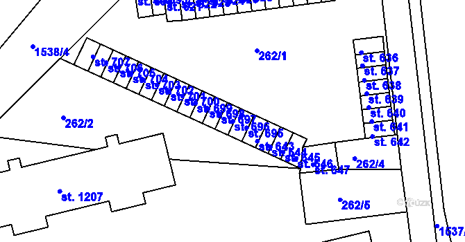 Parcela st. 696 v KÚ Nepomuk, Katastrální mapa
