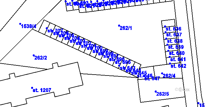 Parcela st. 697 v KÚ Nepomuk, Katastrální mapa