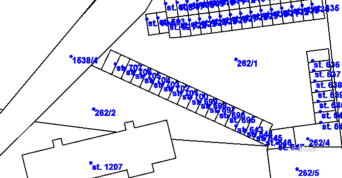Parcela st. 701 v KÚ Nepomuk, Katastrální mapa