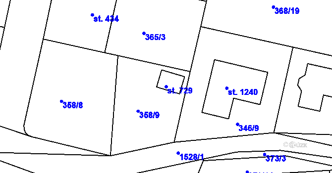 Parcela st. 729 v KÚ Nepomuk, Katastrální mapa