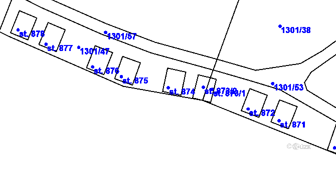 Parcela st. 874 v KÚ Nepomuk, Katastrální mapa