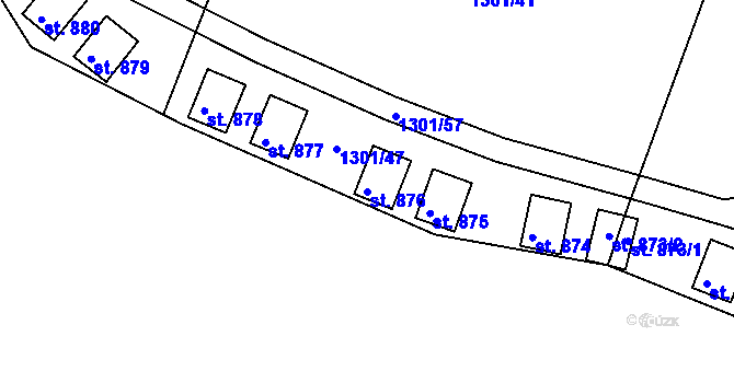 Parcela st. 876 v KÚ Nepomuk, Katastrální mapa