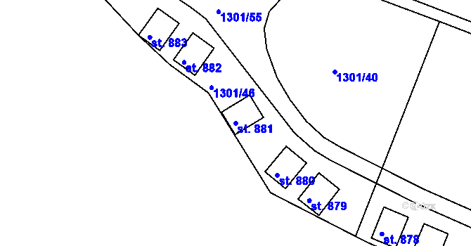 Parcela st. 881 v KÚ Nepomuk, Katastrální mapa