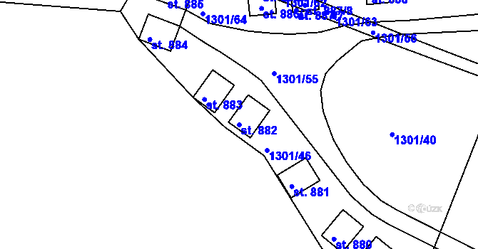 Parcela st. 882 v KÚ Nepomuk, Katastrální mapa