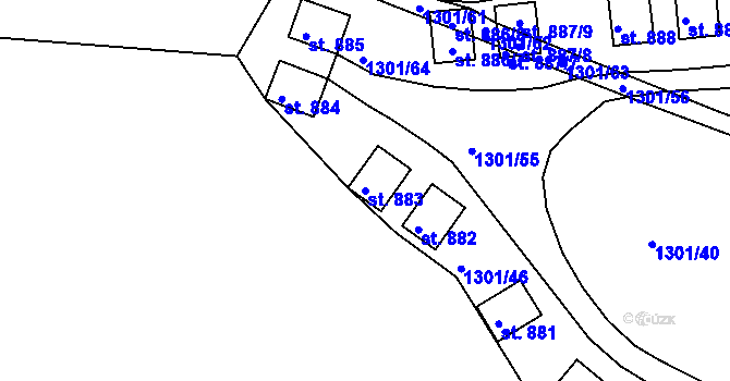 Parcela st. 883 v KÚ Nepomuk, Katastrální mapa