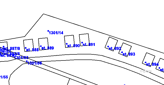 Parcela st. 891 v KÚ Nepomuk, Katastrální mapa