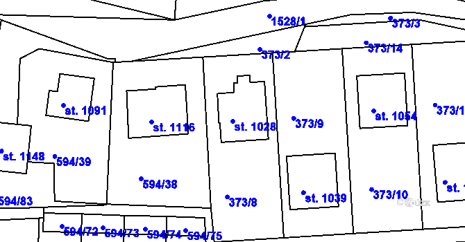 Parcela st. 1028 v KÚ Nepomuk, Katastrální mapa