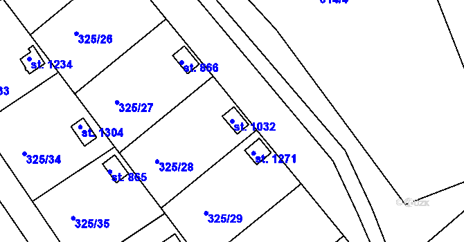 Parcela st. 1032 v KÚ Nepomuk, Katastrální mapa