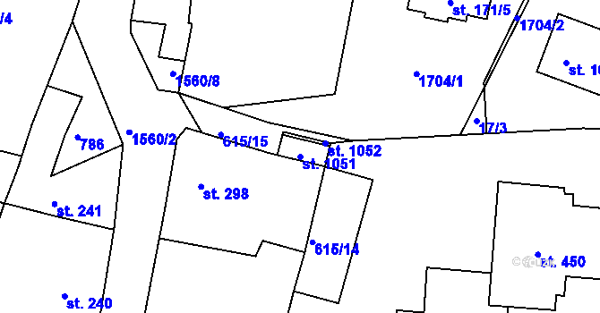 Parcela st. 1051 v KÚ Nepomuk, Katastrální mapa