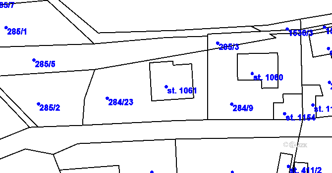 Parcela st. 1061 v KÚ Nepomuk, Katastrální mapa