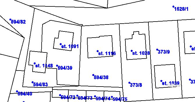 Parcela st. 1116 v KÚ Nepomuk, Katastrální mapa