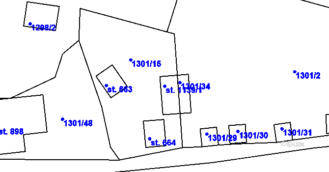 Parcela st. 1139/1 v KÚ Nepomuk, Katastrální mapa