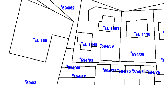 Parcela st. 1148 v KÚ Nepomuk, Katastrální mapa