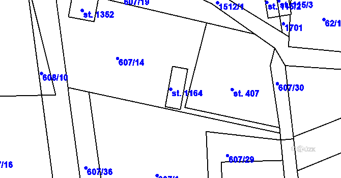 Parcela st. 1164 v KÚ Nepomuk, Katastrální mapa