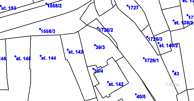 Parcela st. 39 v KÚ Nepomuk, Katastrální mapa