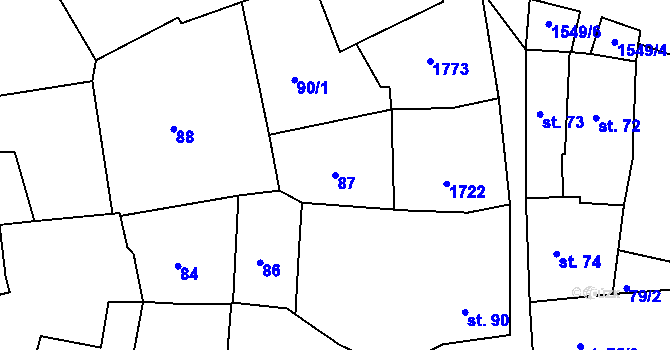 Parcela st. 87 v KÚ Nepomuk, Katastrální mapa