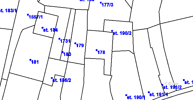 Parcela st. 178 v KÚ Nepomuk, Katastrální mapa