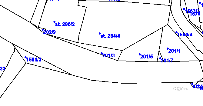 Parcela st. 201/3 v KÚ Nepomuk, Katastrální mapa