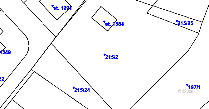 Parcela st. 215/2 v KÚ Nepomuk, Katastrální mapa