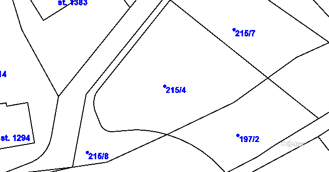 Parcela st. 215/4 v KÚ Nepomuk, Katastrální mapa