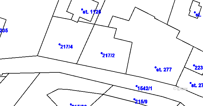 Parcela st. 217/2 v KÚ Nepomuk, Katastrální mapa