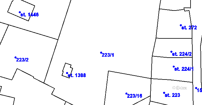 Parcela st. 223/1 v KÚ Nepomuk, Katastrální mapa