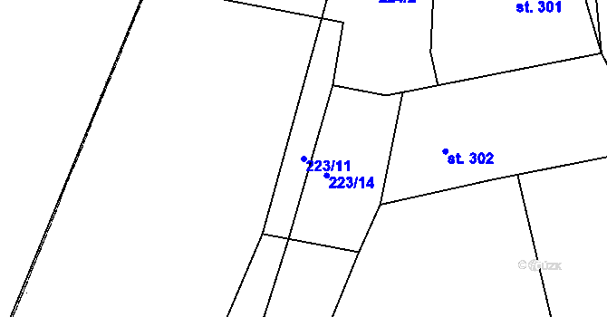 Parcela st. 223/11 v KÚ Nepomuk, Katastrální mapa