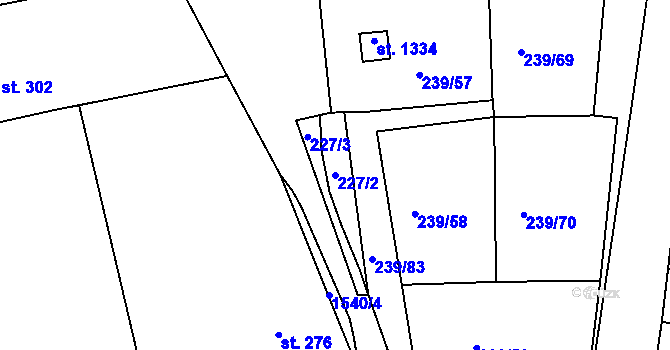 Parcela st. 227/2 v KÚ Nepomuk, Katastrální mapa