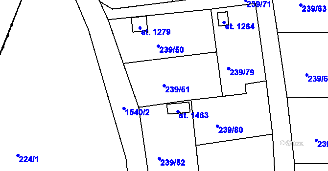 Parcela st. 239/51 v KÚ Nepomuk, Katastrální mapa