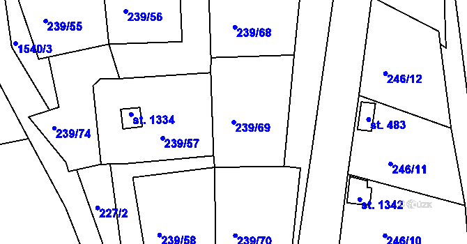 Parcela st. 239/69 v KÚ Nepomuk, Katastrální mapa