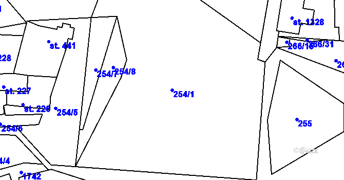 Parcela st. 254/1 v KÚ Nepomuk, Katastrální mapa