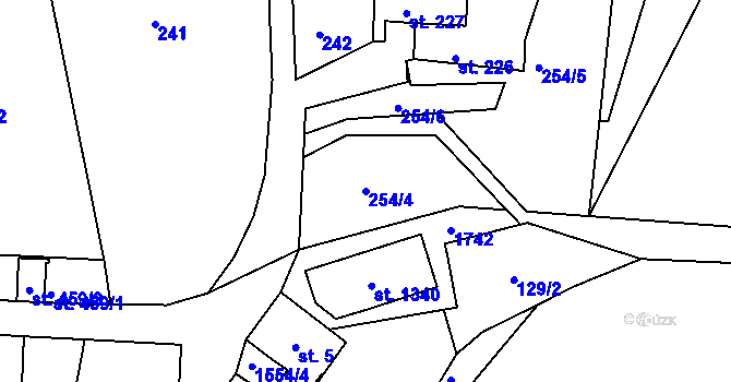 Parcela st. 254/4 v KÚ Nepomuk, Katastrální mapa