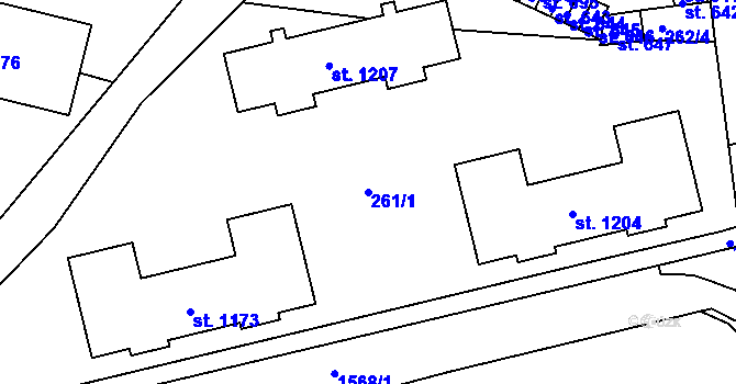 Parcela st. 261/1 v KÚ Nepomuk, Katastrální mapa