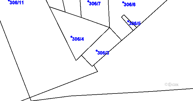 Parcela st. 306/3 v KÚ Nepomuk, Katastrální mapa