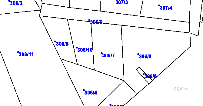 Parcela st. 306/7 v KÚ Nepomuk, Katastrální mapa