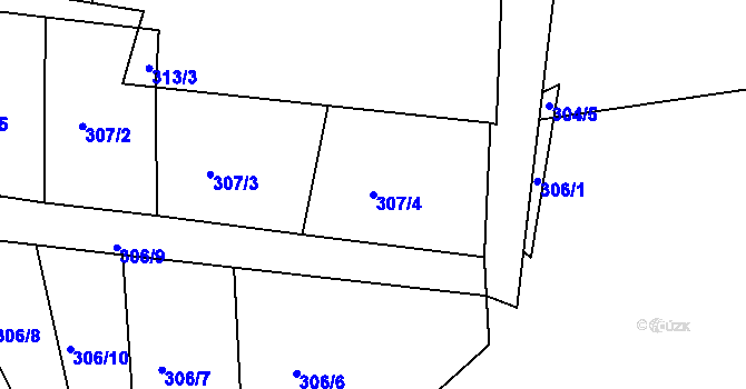 Parcela st. 307/4 v KÚ Nepomuk, Katastrální mapa