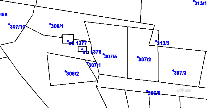 Parcela st. 307/5 v KÚ Nepomuk, Katastrální mapa