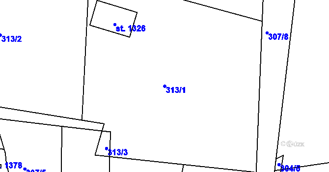Parcela st. 313/1 v KÚ Nepomuk, Katastrální mapa