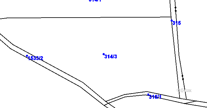 Parcela st. 314/3 v KÚ Nepomuk, Katastrální mapa