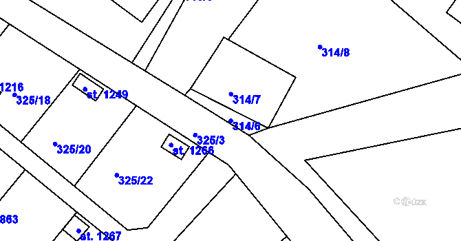 Parcela st. 314/6 v KÚ Nepomuk, Katastrální mapa