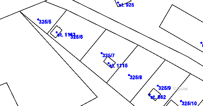 Parcela st. 325/7 v KÚ Nepomuk, Katastrální mapa
