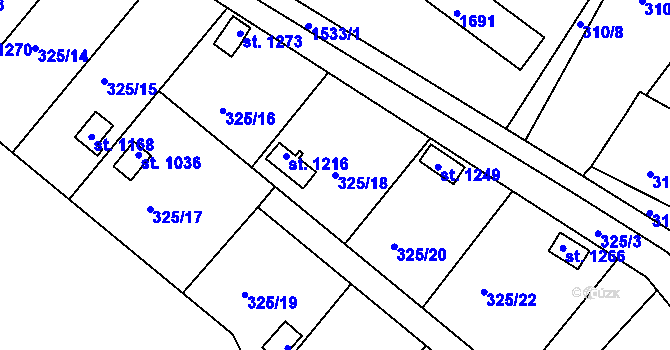 Parcela st. 325/18 v KÚ Nepomuk, Katastrální mapa