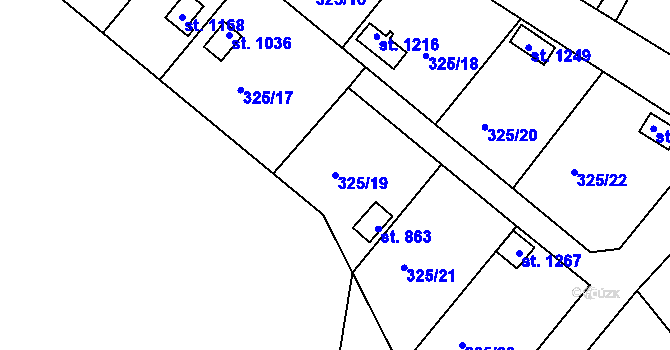 Parcela st. 325/19 v KÚ Nepomuk, Katastrální mapa