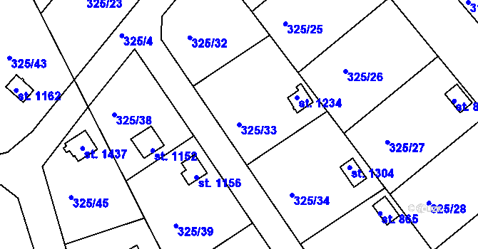 Parcela st. 325/33 v KÚ Nepomuk, Katastrální mapa