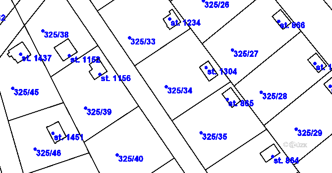 Parcela st. 325/34 v KÚ Nepomuk, Katastrální mapa